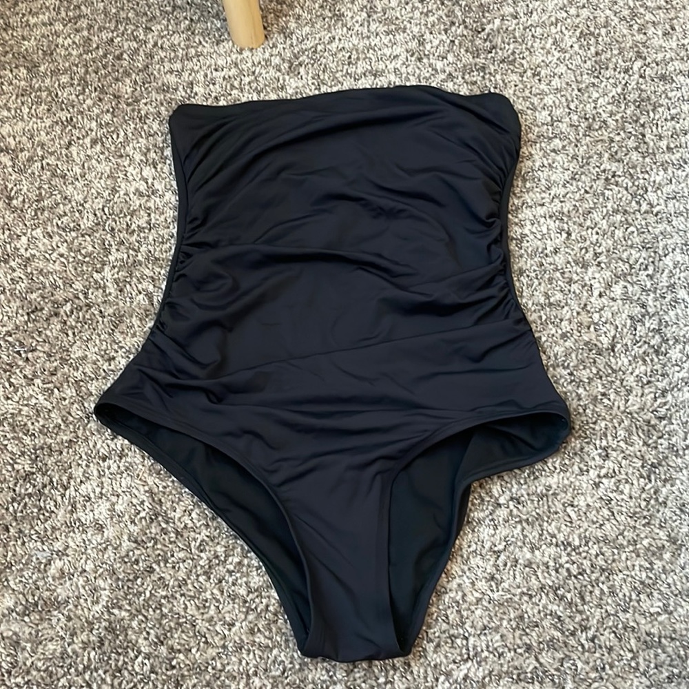 Strapless black one piece